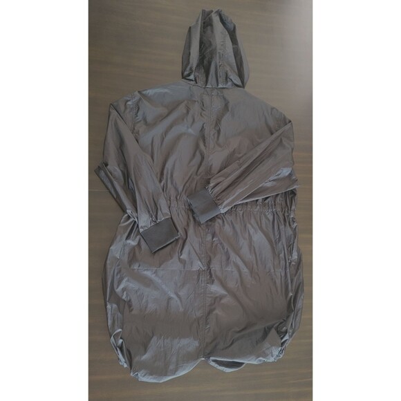 UGG Brittany Hooded Anorak Rain Coat Black Size L White Zipper Pockets Festival - Picture 6 of 15